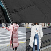 New pink warm winter coat trendy plus size down jacket o neck pockets Casual winter outwear - SooLinen