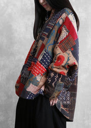 New plus size warm winter coat floral v neck pockets Parkas for women - SooLinen