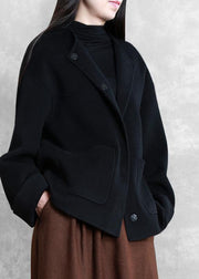 New plus size winter coats beige o neck pockets Woolen Coats - SooLinen
