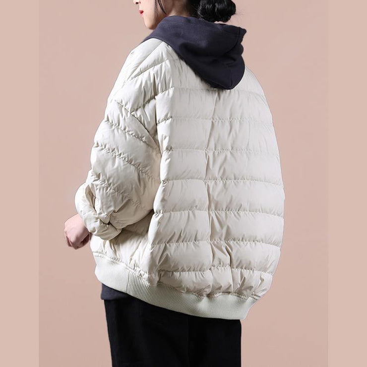 New plus size winter jacket coats beige Large pockets down jacket woman - SooLinen