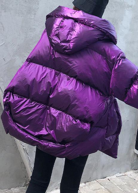 New purple Parkas for women plus size winter hooded pockets outwear - SooLinen