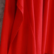 Neues rotes Herbstkleid, trendy, plus Größe, O-Ausschnitt, asymmetrisches Design, Reisekleidung, feine, langärmlige, seitlich offene Maxikleider