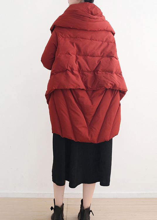 New red goose Down coat oversize stand collar snow jackets Dark buckle fine winter outwear - SooLinen