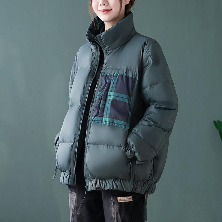 New trendy plus size down jacket Winter overcoat red stand collar patchwork goose Down coat - SooLinen