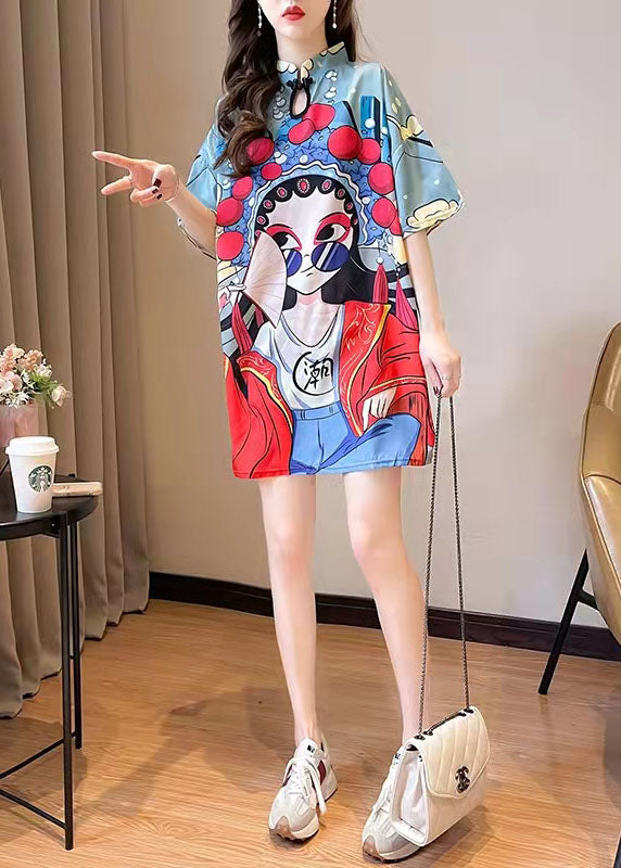 2024 New Summer Peking Opera Face Design And Slim Slim Dress