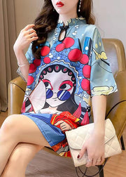 2024 New Summer Peking Opera Face Design And Slim Slim Dress