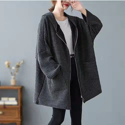 New black coats Loose fitting hooded women outwear thick