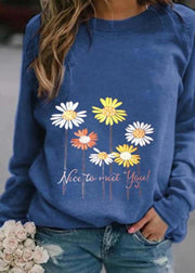Nice to meet you' & Daisy Print Sweatshirt - SooLinen