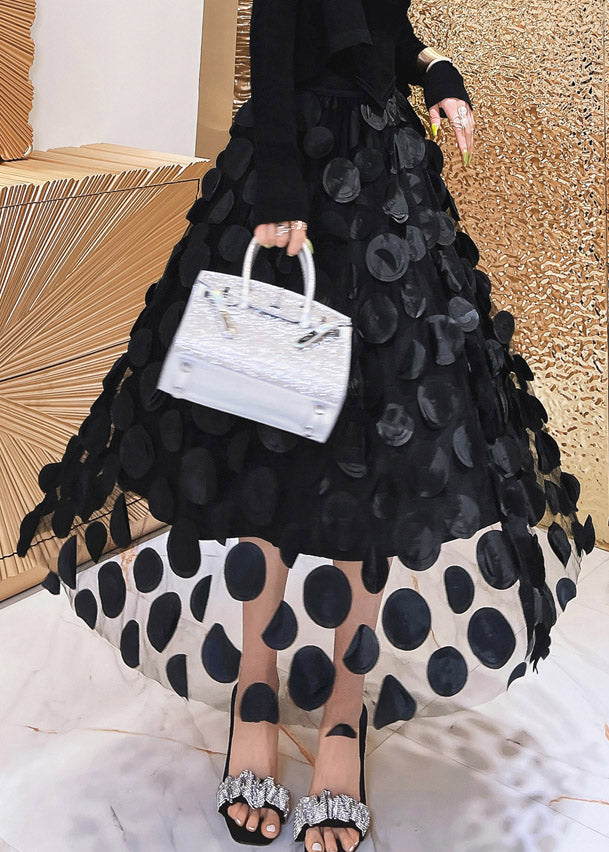 Novelty Black Elastic Waist Tulle A Line Skirts Summer