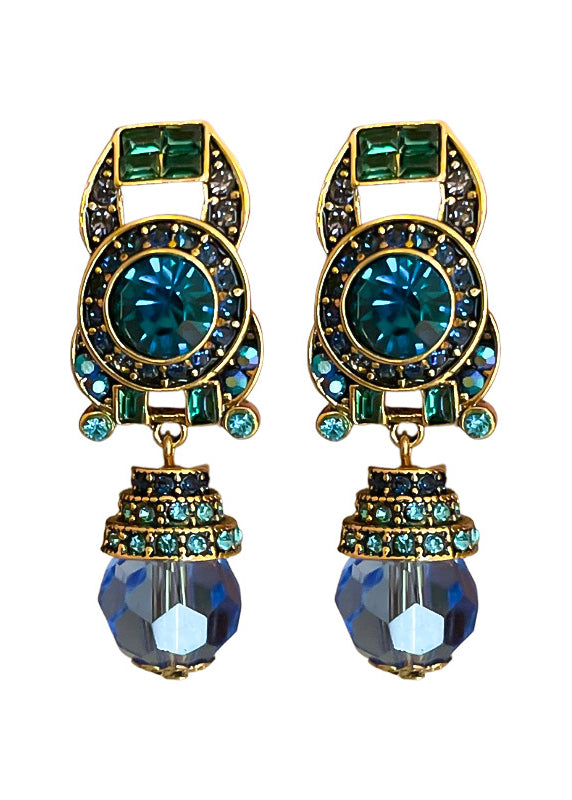 Novelty Blue Overgild Zircon Crystal Drop Earrings