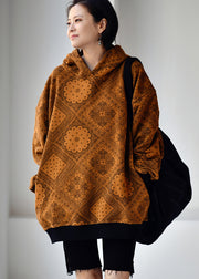 Novelty Khaki Print Warm Fleece Hooded Sweatshirt Winter