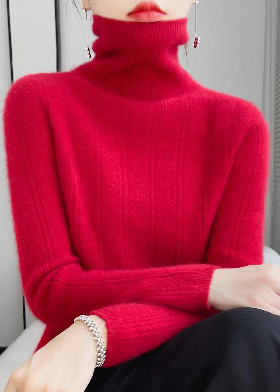 Novelty Lake Blue Turtleneck Hollow Out Wool Knit Sweaters Fall