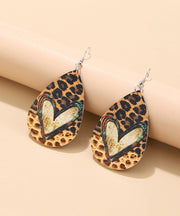 Neuheit Leopard Love Print Tröpfchenform Leder Material Ohrringe Ornamente
