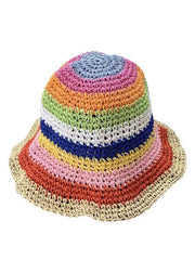 Novelty Rainbow Hollow Out Knit Cloche Hat