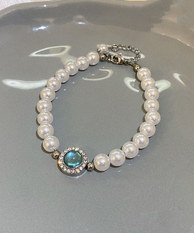 Novelty Silk Overgild Zircon Pearl Charm Bracelet