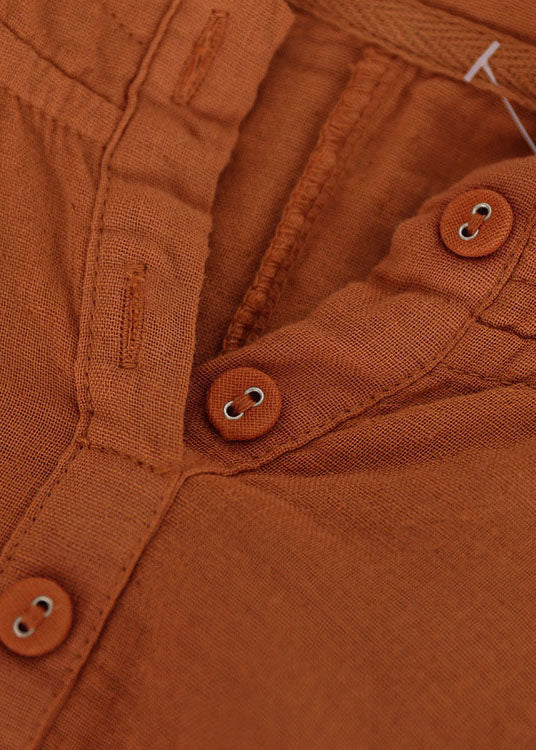 Orange Cotton Shirts top drawstring Hooded Long Sleeve