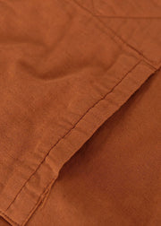 Orangefarbene Baumwollhemden mit langem Ärmel und Kordelzug