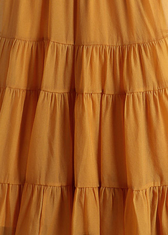 Orange Elastische Taille Tüll A-Linie Röcke Sommer