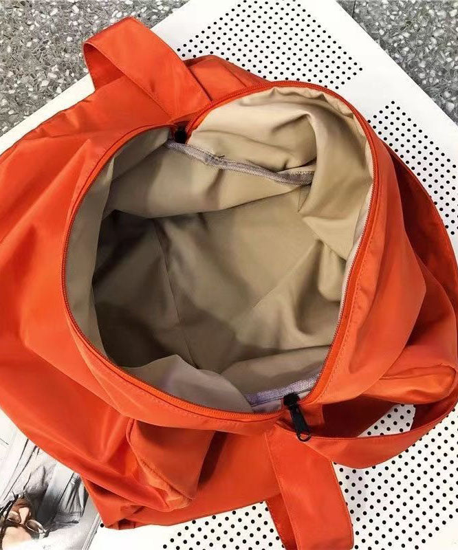 Orange Messenger Bag Nylon Oversize Patchwork Zippered
