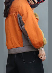 Orange Patchwork-Pullover aus feiner Baumwolle Streetwear Winter