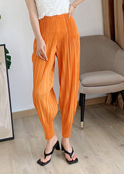 Orange Striped Patchwork Pockets Harem Pants Summer
