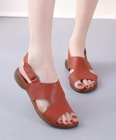Orange Walking Sandals Genuine Leather Casual  Water Sandals - SooLinen