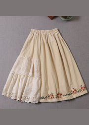 Organic Apricot Embroidered Patchwork Corduroy Skirt Winter
