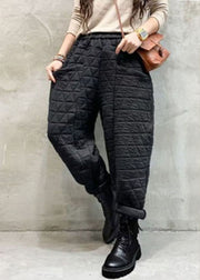 Organic Black Elastische Taille Dicke Taschen Lässige Winterhose