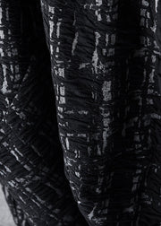 Organic Black Plaid Print Oversize Wide Leg Winter Pants