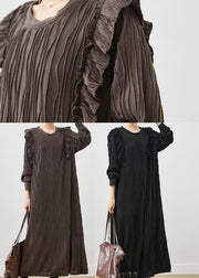 Organic Black Ruffled Patchwork Cotton Holiday Dress Spring