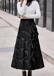 Organic Black Ruffled thick Fine Cotton Filled Skirts Winter