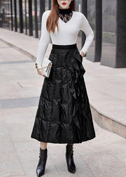 Organic Black Ruffled thick Fine Cotton Filled Skirts Winter