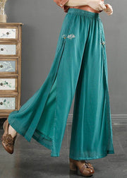 Organic Blue Embroidered High Waist Cotton Pants Skirt Summer