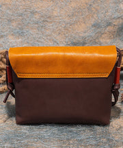 Organic Braun Gelb Mode Paitings Kalbsleder Satchel Handtasche