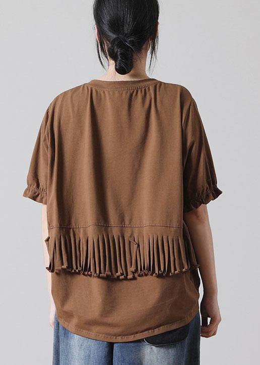 Organic Chocolate Casual Cotton Short Sleeve Summer T-Shirt - SooLinen