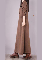 Organic Chocolate Clothes V Neck Asymmetric Dresses Spring Dresses - SooLinen