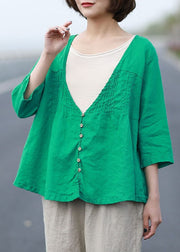 Organic Green Casual Button Loose Herbstmantel