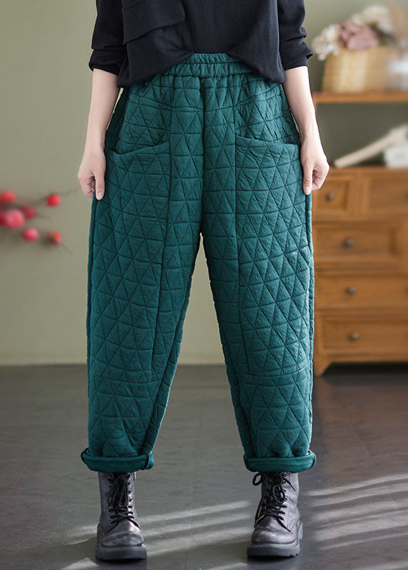 Organic Green Pockets Patchwork Fleece Harem Pants