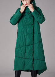 Organic Green Stehkragen Taschen asymmetrisches Design Winter Duck Down Daunenmantel