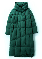 Organic Green Stehkragen Taschen asymmetrisches Design Winter Duck Down Daunenmantel