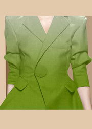 Organic Green Button Peter Pan Collar Western-Kleidermantel mit langen Ärmeln