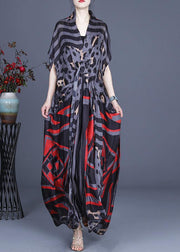Organic Grey Leopard Print Sleeveless Silk 2 Piece Outfit Summer Dress - SooLinen