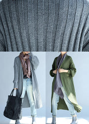 Organic Grey V Neck Loose Fall Knit Long Sweater Cardigans