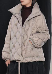 Organic Grey fashion Button Casual Winter Duck Down Coat