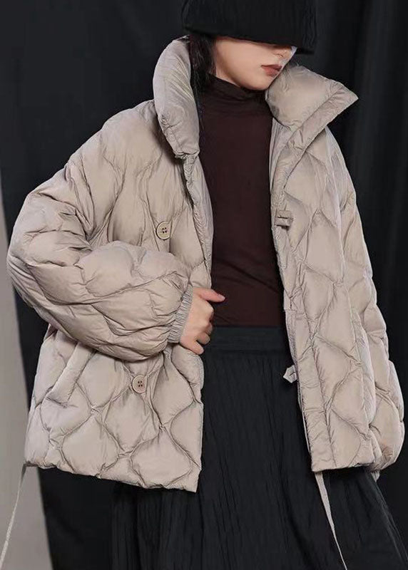 Organic Grey fashion Button Casual Winter Duck Down Coat