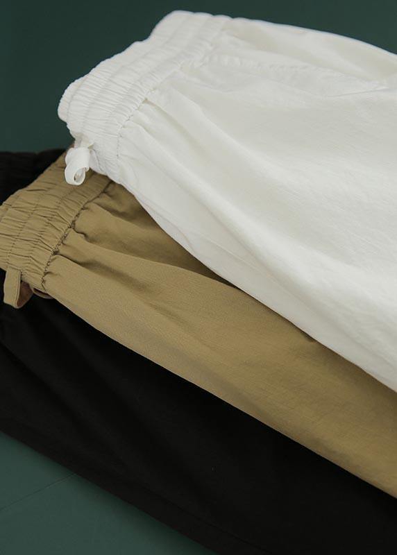 Organic Khaki High Waist Cargo  Pants Trousers Summer - SooLinen
