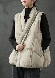 Organic Khaki Pockets Loose Casual Winter Puffer Vest