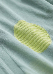 Organic Light Green Oversized Zippered Print Knit Coat Spring