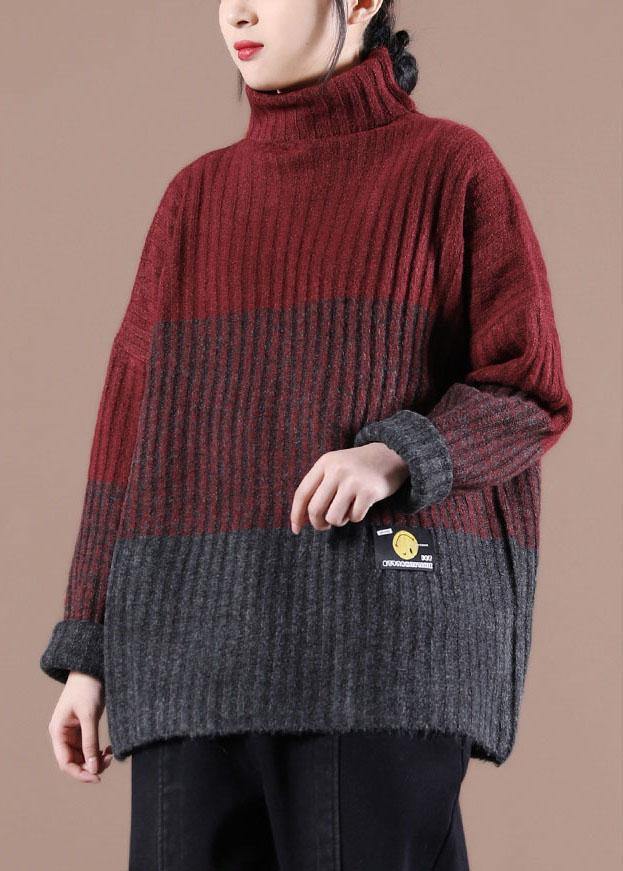 Organic Mulberry Colorblock Casual Fall Knit Sweater - SooLinen