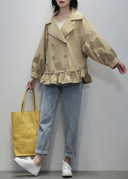 Organic Notched double breast  crane coats white oversized outwear - SooLinen